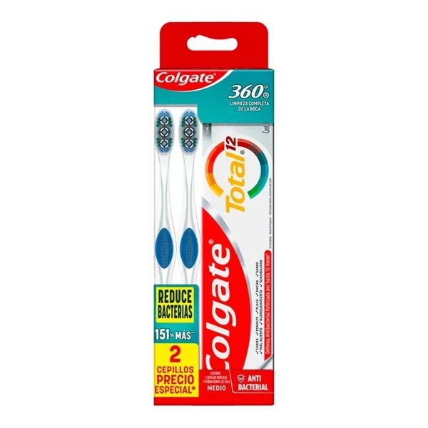 Cepillo Colgate 360 por 2 unidades + crema Colgate Total de 75 ml