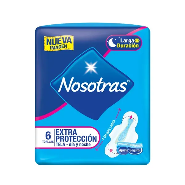 Toallas Nosotras extra protección de tela paquete de 6 Unidades