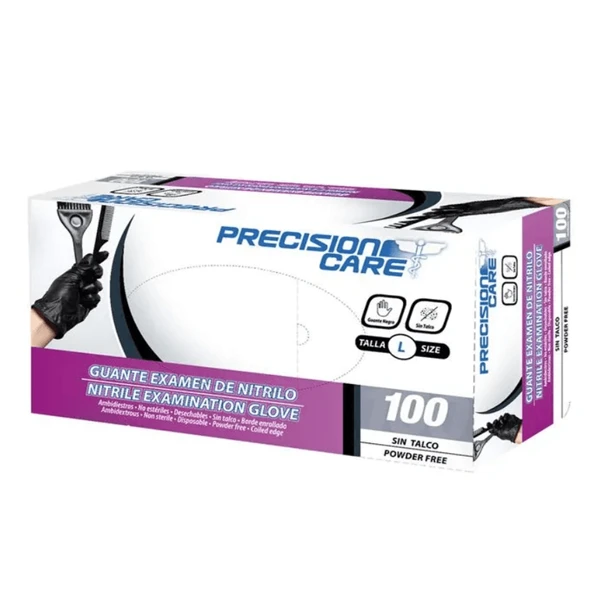 Guante de nitrilo Precision negro talla L en cajita de 100 unidades