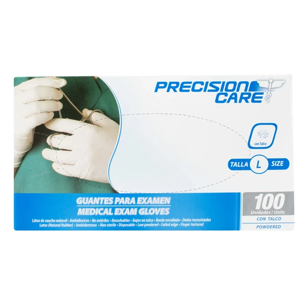 Guantes Precision de Látex talla L en cajita de 100 unidades