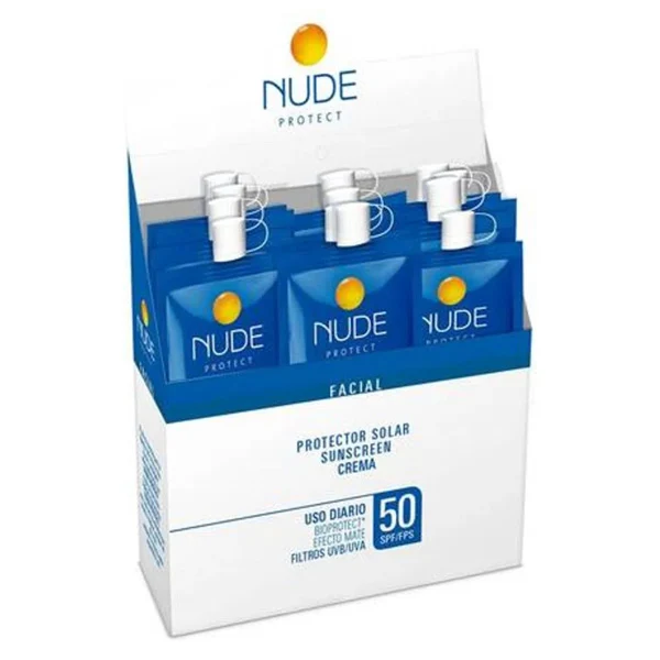 Bloqueador Nude SPF 50 facial de 10 ml por 12 unidades