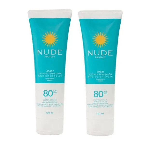 Bloqueador Nude Liviana Sensación SPF 80 en empaque de 2 unidades