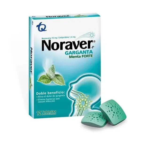 Noraver pastillas menta forte en display de 12 unidades