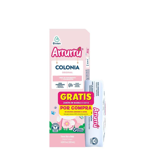 Colonia Arrurrú rosada en pote de 120 ml + jabón suavidad y humectación