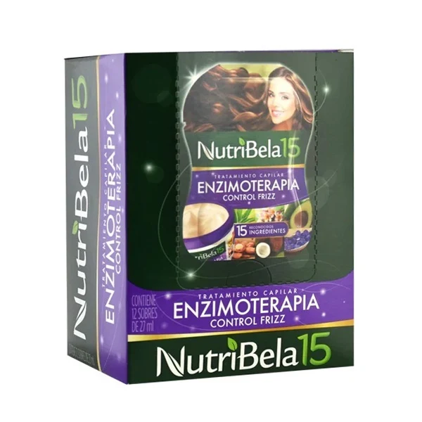 Tratamiento Nutribela enzimoterapia en display de 12 sobres por 27 gr c/uno
