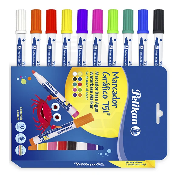 Marcador Pelikan grafico 751 en empaque de 10 unidades surtidas