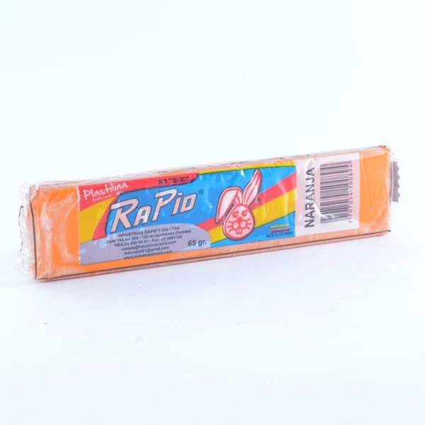Plastilina Rapid en barra naranja de 65 gr