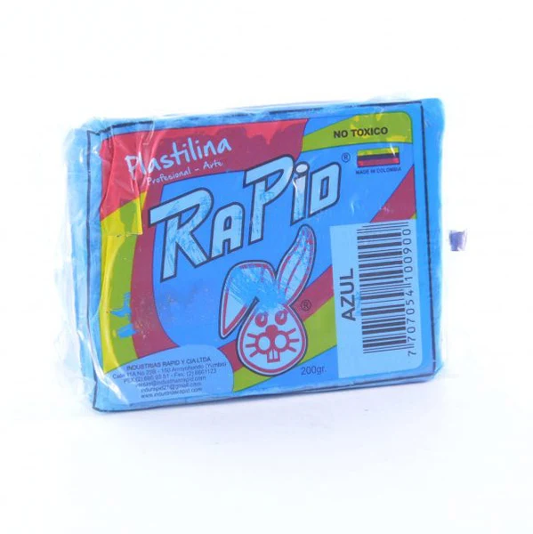 Plastilina Rapid en barra grande azul de 200 gr