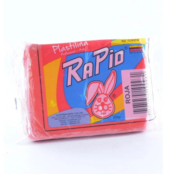 Plastilina Rapid en barra grande roja de 200 gr