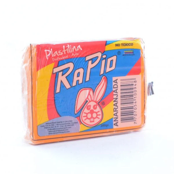 Plastilina Rapid en barra grande naranja de 200 gr