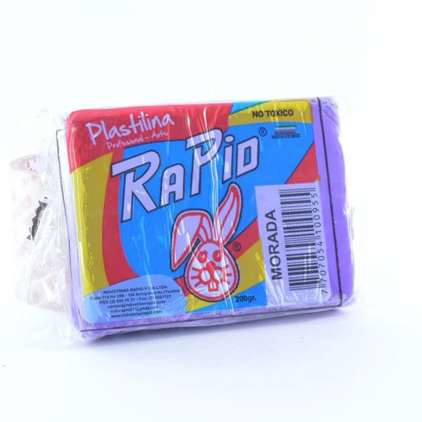 Plastilina Rapid en barra grande morado de 200 gr
