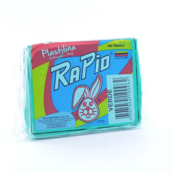 Plastilina Rapid en barra grande verde de 200 gr
