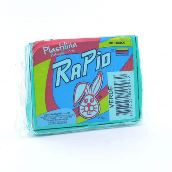 Plastilina Rapid en barra grande verde manzana de 200 gr