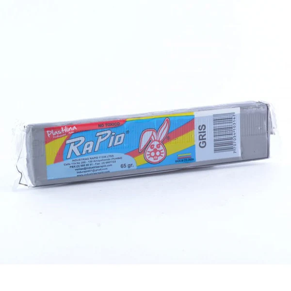 Plastilina Rapid en barra gris de 65 gr