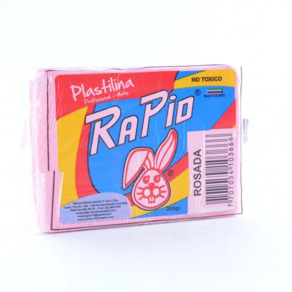 Plastilina Rapid en barra grande rosada de 200 gr
