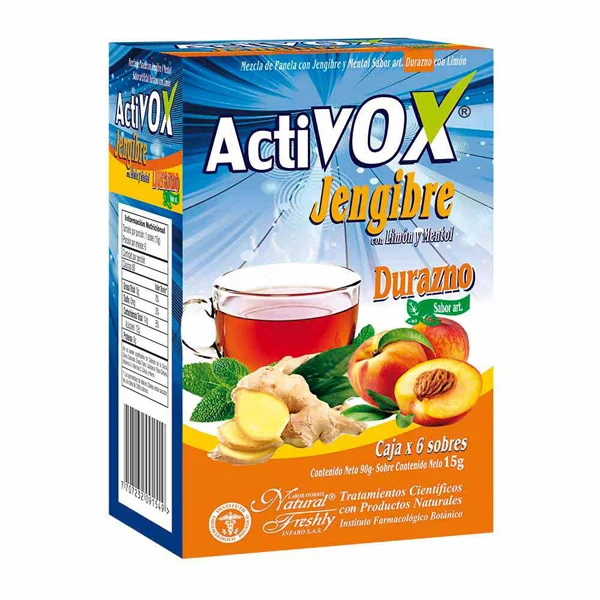 Activox Jengibre sabor durazno por 6 sobres