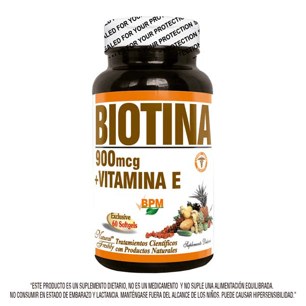 Biotina por 50 tabletas de 900 mcg + Vitamina E