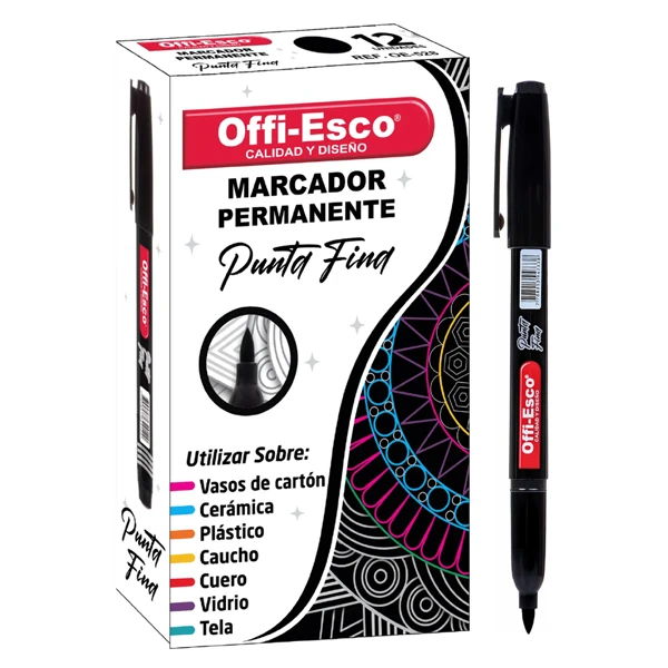 Marcador permanente Offi-Esco de punta fina negro ref. OE-828