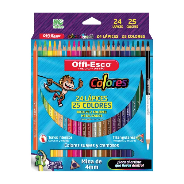 Colores Offi-Esco Unipunta mina 4 mm en caja de 24 colores
