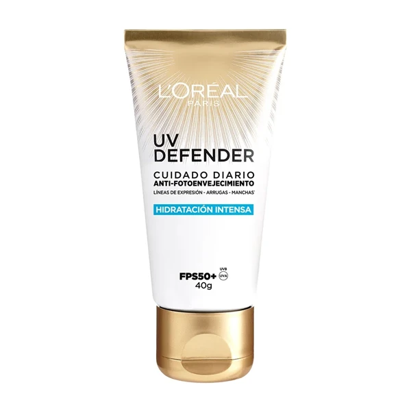 Bloqueador L'Óreal UV Defender SPF 50 Anti-Brillo con color de 40 gr